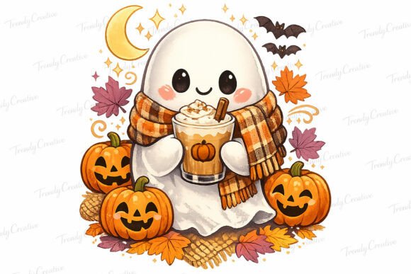 Download Ghost Fall Coffee Halloween Latte PNG - Latte Collection