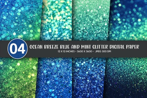 Download Ocean Breeze Blue and Mint Glitter - Premium Resources