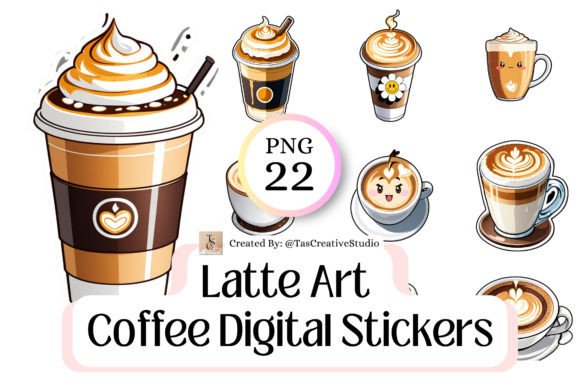 Download Coffee Latte Art Digital Sticker Bundles - Latte Collection
